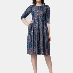 Popwings Geometric Printed Fit & Flare Dress-picture-35