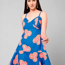 HAUTEQUE Iris Abstract Print Fit & Flare Tie-Ups Mini Dress-picture-20