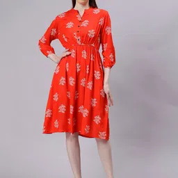 ENTELLUS Floral Print Cotton  Fit & Flare Dress-picture-38