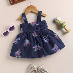 Moms Love Infants Floral Printed Shoulder Strap Cotton Fit & Flare Dress-55