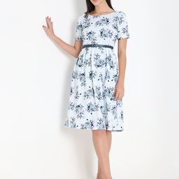 NOT SO PINK Floral Printed Fit & Flare Dress-image-62
