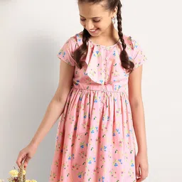 ARIAS By LARA DUTTA Girls Floral Print Fit & Flare Cotton Dress-image-39
