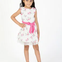 Budding Bees Girls Floral Printed Fit & Flare Cotton Dress-image-17