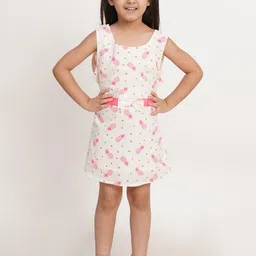Creative Kids Girls Graphic Printed Cotton Sleeveless A-Line Dress With Bow-image-31