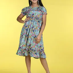 Cutiekins Girls Floral Print Fit & Flare Dress-picture-33