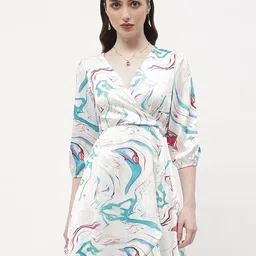 Madame Tropical Printed Flared Above Knee Fit & Flare Dress-image-53