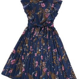 StyleCast x Revolte Girls Navy Blue Floral Printed Fit & Flare Dress-image-5