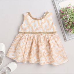 MANY FROCKS & Girls Embellished Sleeveless Cotton Fit & Flare Ethnic Dress-image-65