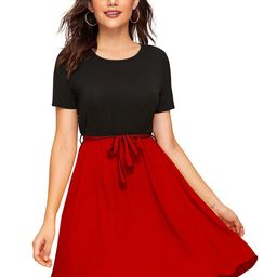 ODETTE Colourblocked Acrylic Fit & Flare Dress-picture-19