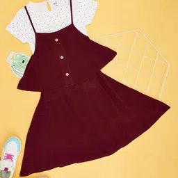 YU by Pantaloons Girls Layered Detailed Cotton Fit & Flare Dress With T-shirt-image-97