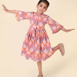 Fabindia Printed Cotton Bell Sleeve Fit & Flare Midi Dress-image-77