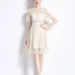 JC Collection Self Design Flared Sleeves A-Line Dress-image-63