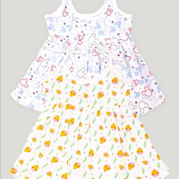 Kidbea Infant Girls Pack Of 2 Conversational Printed Round Neck Cotton Fit & Flare Dress-image-53