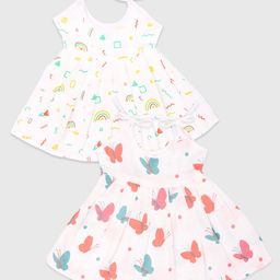 Kidbea Pack of 2 Girls Conversational Printed Shoulder Straps A-Line Dress-picture-51