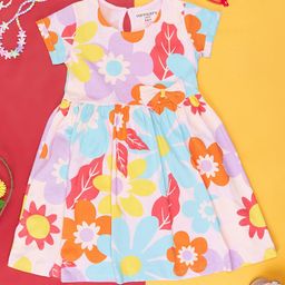 Pantaloons Junior Girls Floral Printed Fit & Flare Cotton Dress-picture-6