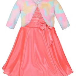Wish Karo Girls Floral Embroidered Satin Fit & Flare Dress With Jacket-picture-25