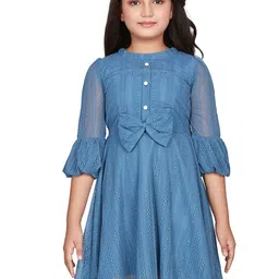 Peppermint Girls Self Design Net Fit & Flare Dress-picture-16