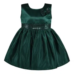 Wish Karo Green Satin Fit & Flare Dress-image-64