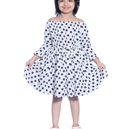 BAESD  Girls Polka Dots Printed Off-Shoulder Fit & Flare Dress-image-75