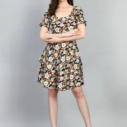 PRETTY LOVING THING Square Neck Floral Printed Layered A-Line Dress-image-8