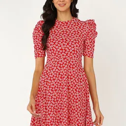 Mast & Harbour Floral Printed Puff Sleeve Fit & Flare Dress-picture-20