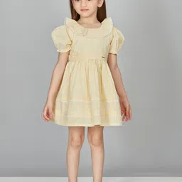 Peppermint Girls Round Neck Short Puff Sleeve Fit & Flare Dress-picture-40