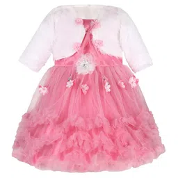 Wish Karo Girls Net Fit & Flare Dress With Jacket-image-55