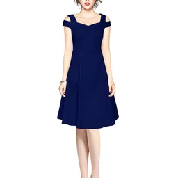 ODETTE Sweetheart Neck Cold Shoulder Fit & Flare Dress-picture-43