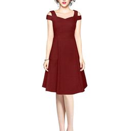 ODETTE Sweetheart Neck Cold Shoulder Fit & Flare Dress-image-81