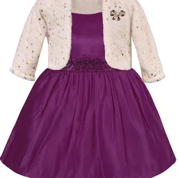 Wish Karo Girls Satin Fit & Flare Dress With Jacket-image-87