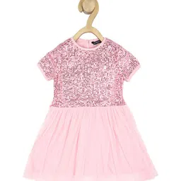 Allen Solly Junior Girls Embellished Sequined Fit & Flare Dress-image-64