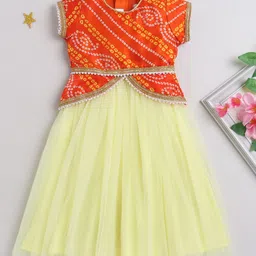 MANY FROCKS & Girls Ethnic Motifs Printed Round Neck Gathered Fit & Flare Dress-image-38