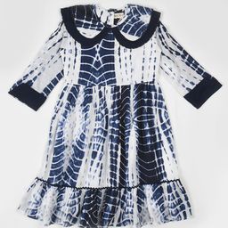 Bella Moda Girls Tie & Dye Printed Peter Pan Collar Gathered Cotton Fit & Flare Dress-11