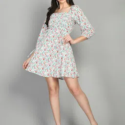 PRETTY LOVING THING Floral Printed Square Neck Fit & Flare Dress-image-89