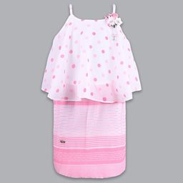 Wish Karo Polka Dot Print Satin Fit & Flare Dress-image-42