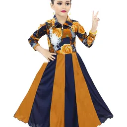 BAESD Yellow Floral Print Satin Fit & Flare Dress-picture-54