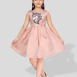 BAESD Girls Unicorn Patch Fit & Flare Silk Dress-picture-12