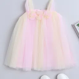 MANY FROCKS & Girls Striped Net Fit & Flare Dress-picture-3