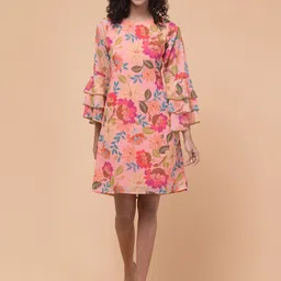 BAESD Floral Print Bell Sleeves Georgette Fit & Flare Dress-picture-20