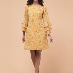 BAESD Floral Print Long Bell Sleeve A-Line Dress-image-8