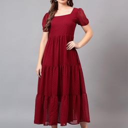 Bright Nex Women Square Neck Fit & Flare Maxi Dress-image-67