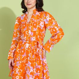 DODO & MOA Women Floral Print Georgette Fit & Flare Dress-picture-8