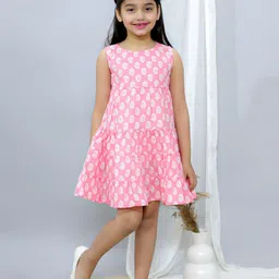 Ka-mee Girls Floral Printed Pure Cotton Fit & Flare Dress-17