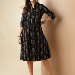 Anouk Women Ethnic Motifs Printed Cotton A-Line Midi Dress-image-33