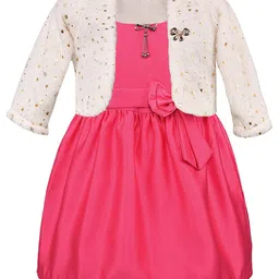 Wish Karo Girls Satin Fit & Flare Dress With Jacket-picture-21