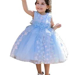 StyleCast Blue Floral Applique Fit & Flare Dress-image-81