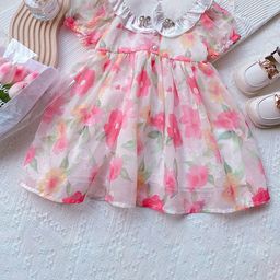 INCLUD Floral Printed Peter Pan Collar Puff Sleeves Fit & Flare Dress-image-8