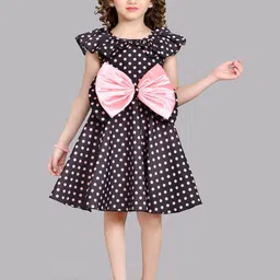 Pink Chick Girls Polka Dot Print Flutter Sleeve Fit & Flare Dress-picture-18
