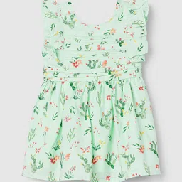 max Girls Floral Printed Flutter Sleeve Fit & Flare Dress-34