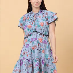 SiaVira Floral Print Flutter Sleeve Fit & Flare Dress-image-39